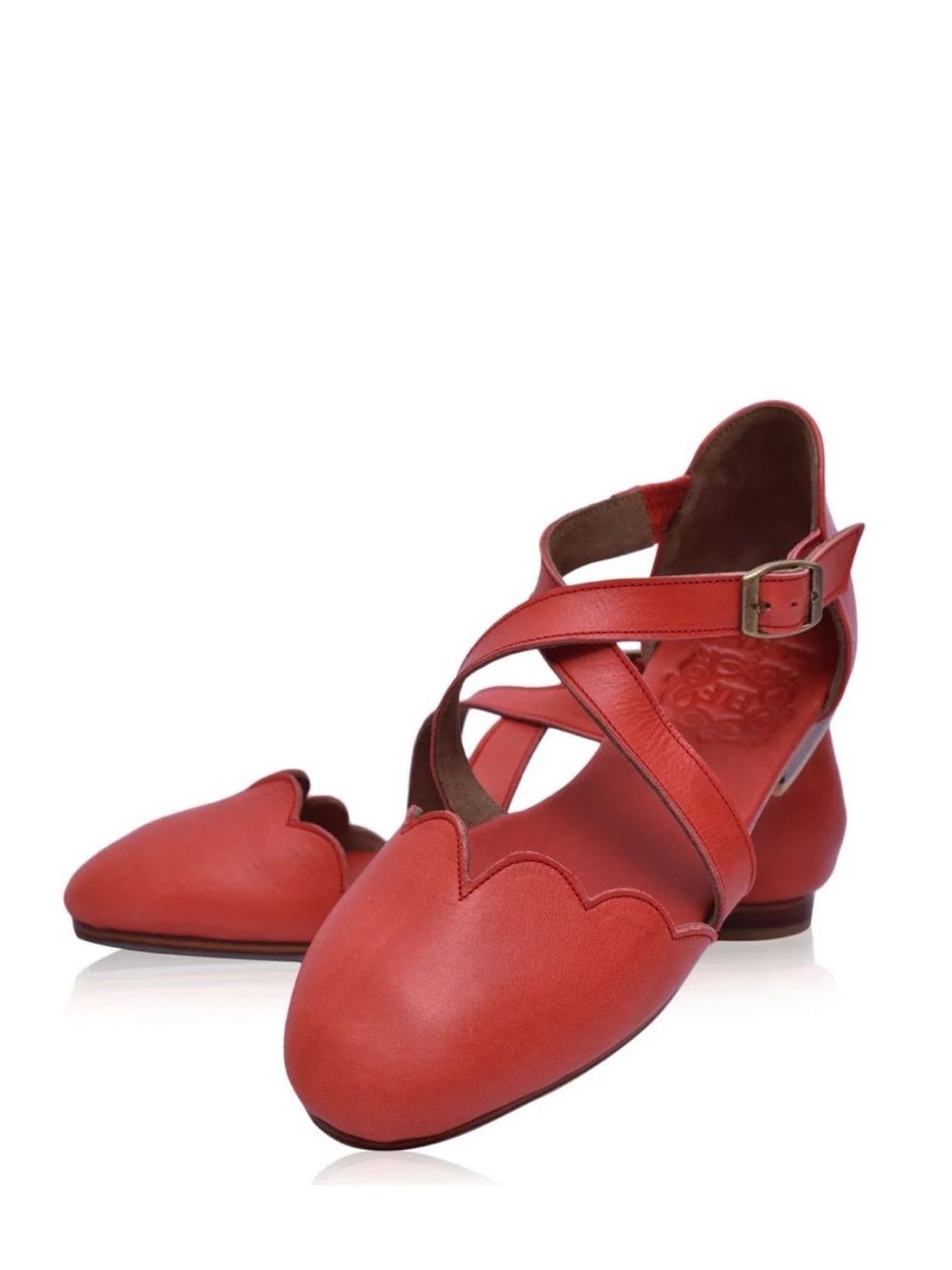 Elf Mangrove Leather Flats: Vintage Red